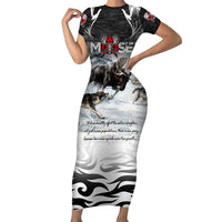 The Wolves Hunting Moose Family Matching Short Sleeve Bodycon Dress and Hawaiian Shirt
