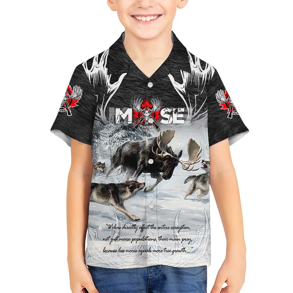 The Wolves Hunting Moose Family Matching Short Sleeve Bodycon Dress and Hawaiian Shirt