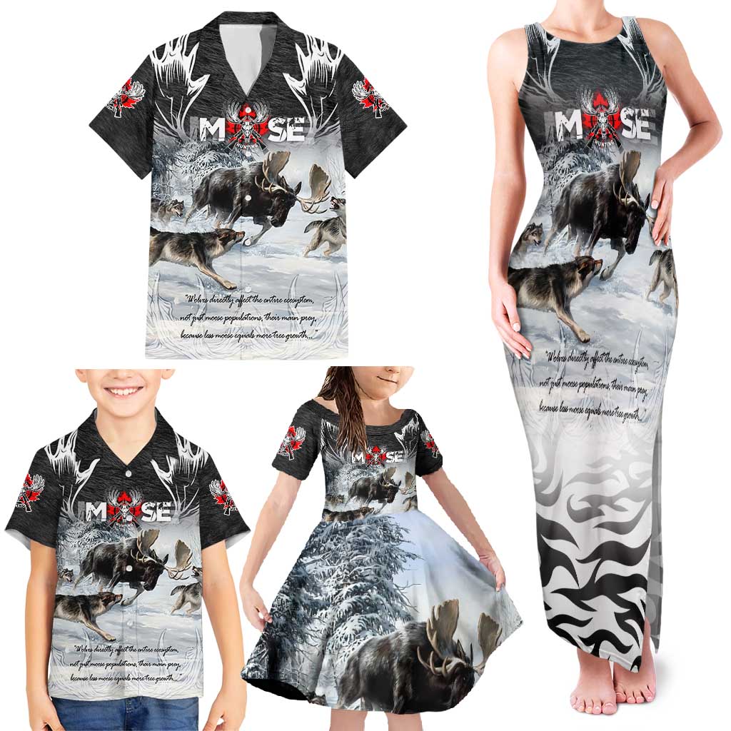 The Wolves Hunting Moose Family Matching Tank Maxi Dress and Hawaiian Shirt