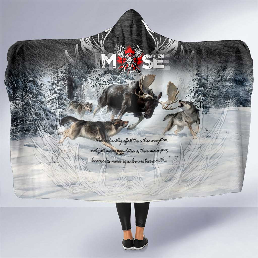 The Wolves Hunting Moose Hooded Blanket