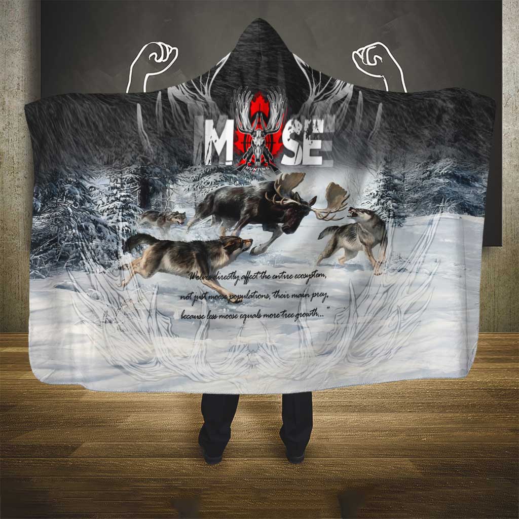 The Wolves Hunting Moose Hooded Blanket