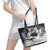 The Wolves Hunting Moose Leather Tote Bag