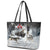 The Wolves Hunting Moose Leather Tote Bag