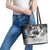 The Wolves Hunting Moose Leather Tote Bag