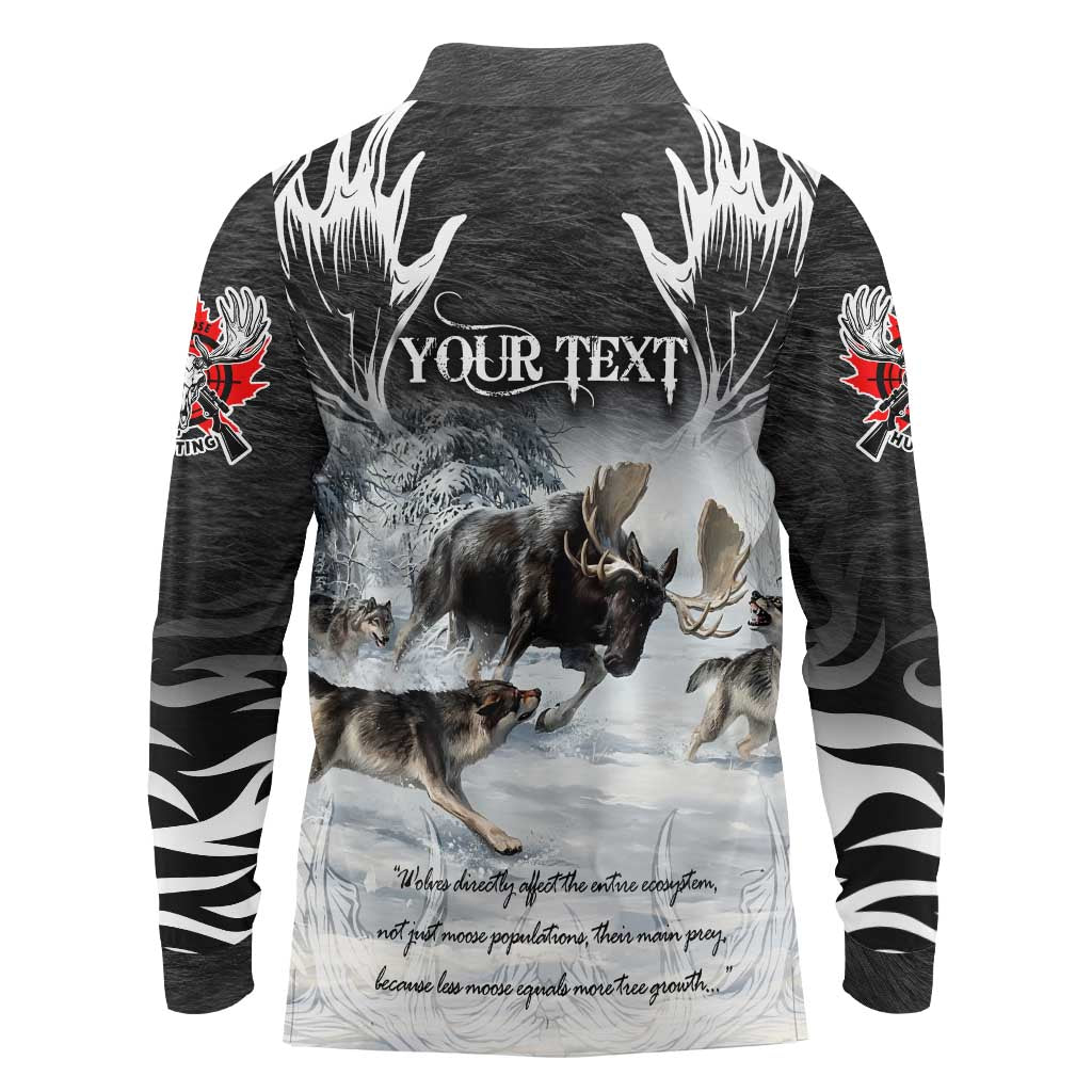 The Wolves Hunting Moose Long Sleeve Polo Shirt