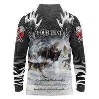 The Wolves Hunting Moose Long Sleeve Polo Shirt