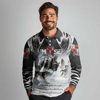 The Wolves Hunting Moose Long Sleeve Polo Shirt