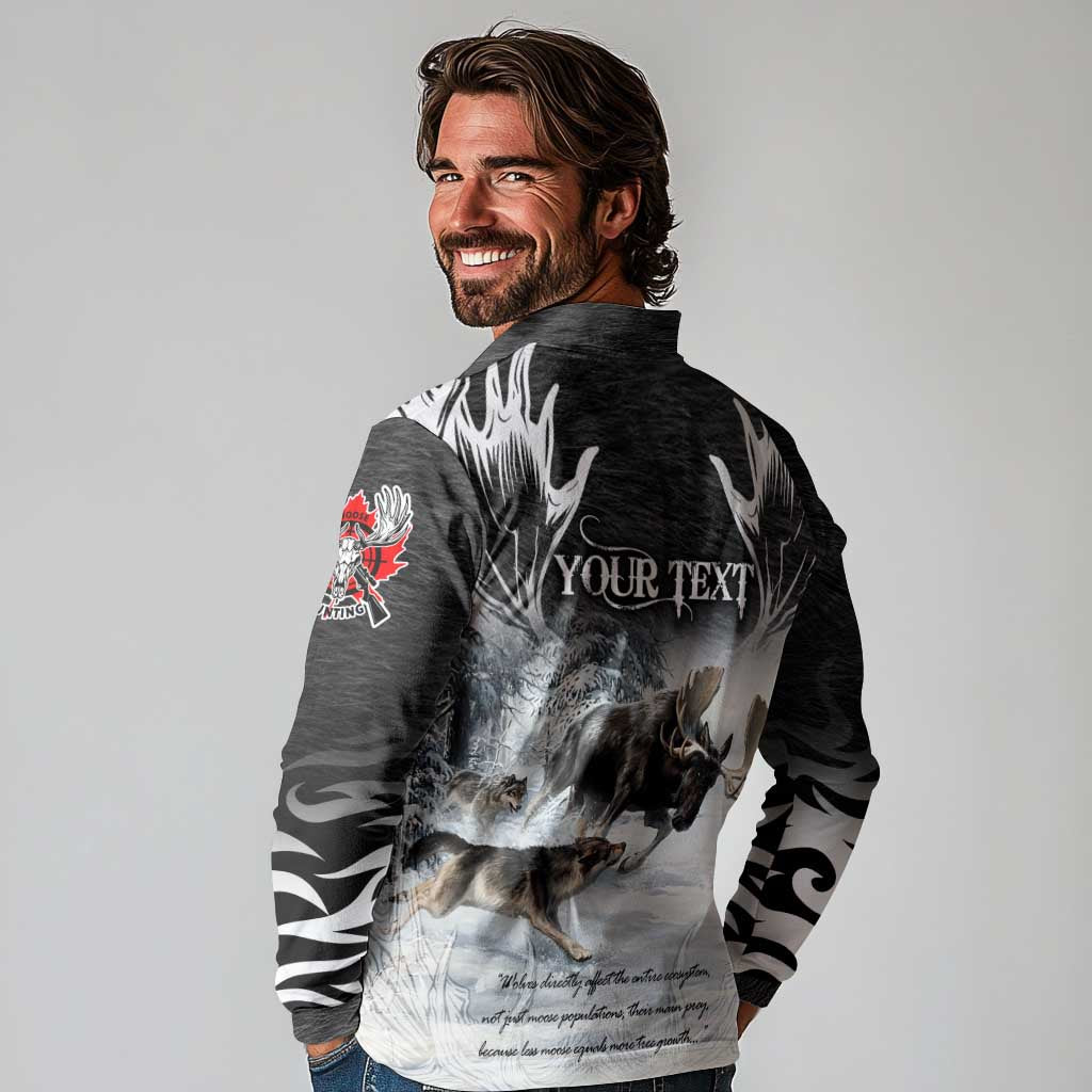 The Wolves Hunting Moose Long Sleeve Polo Shirt
