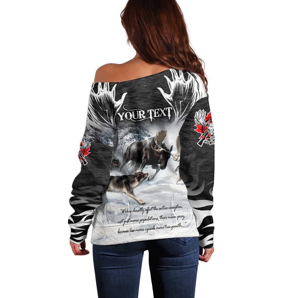 The Wolves Hunting Moose Off Shoulder Sweater