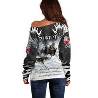 The Wolves Hunting Moose Off Shoulder Sweater