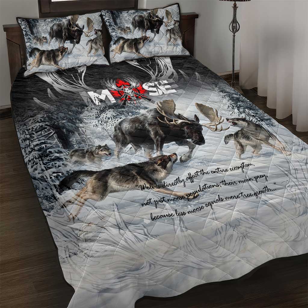 The Wolves Hunting Moose Quilt Bed Set