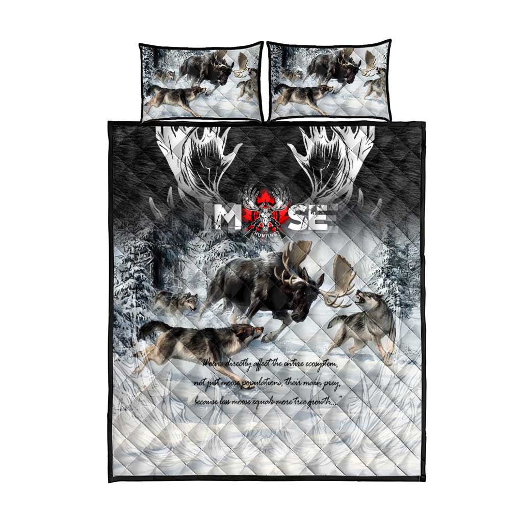 The Wolves Hunting Moose Quilt Bed Set
