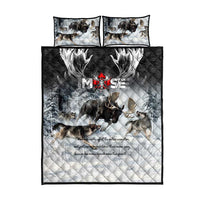 The Wolves Hunting Moose Quilt Bed Set