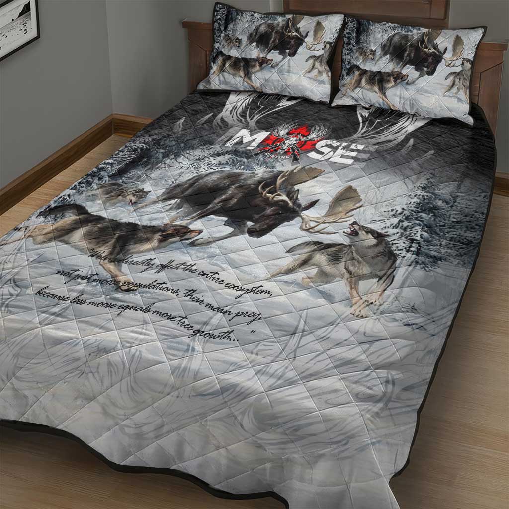 The Wolves Hunting Moose Quilt Bed Set