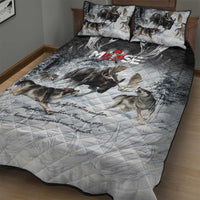 The Wolves Hunting Moose Quilt Bed Set
