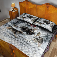 The Wolves Hunting Moose Quilt Bed Set