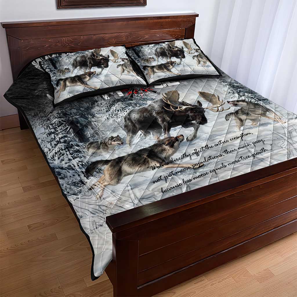 The Wolves Hunting Moose Quilt Bed Set