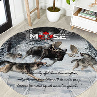 The Wolves Hunting Moose Round Carpet