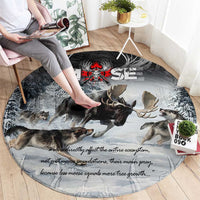 The Wolves Hunting Moose Round Carpet