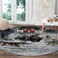 The Wolves Hunting Moose Round Carpet