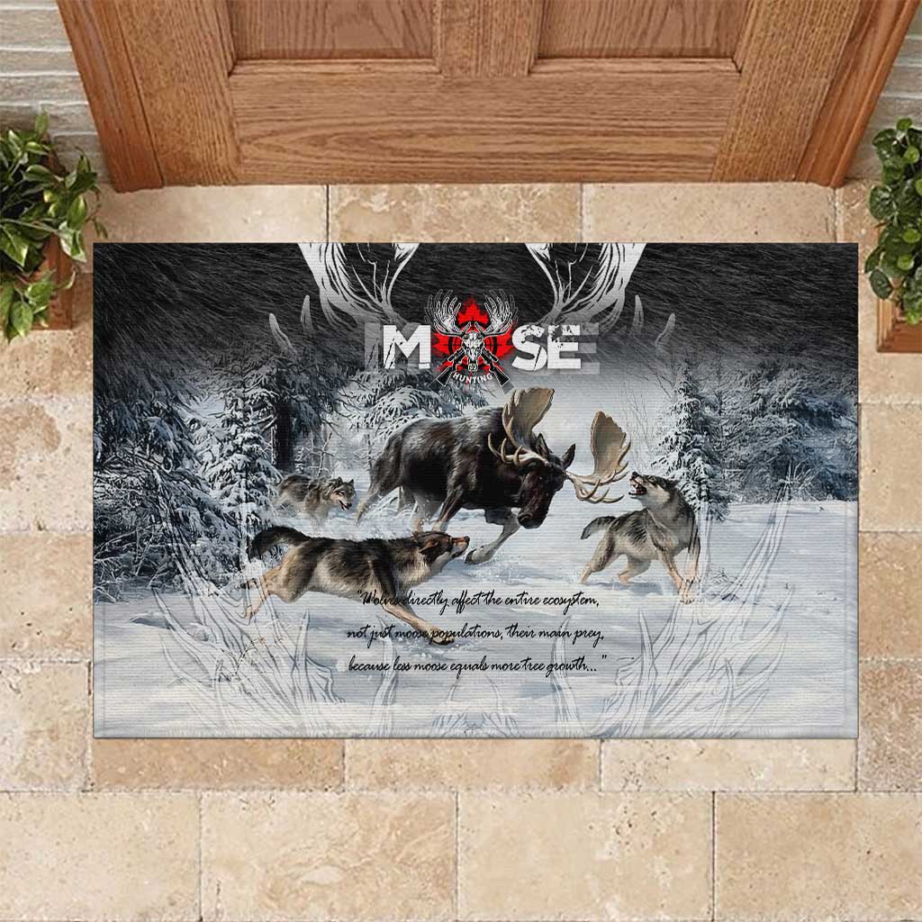 The Wolves Hunting Moose Rubber Doormat