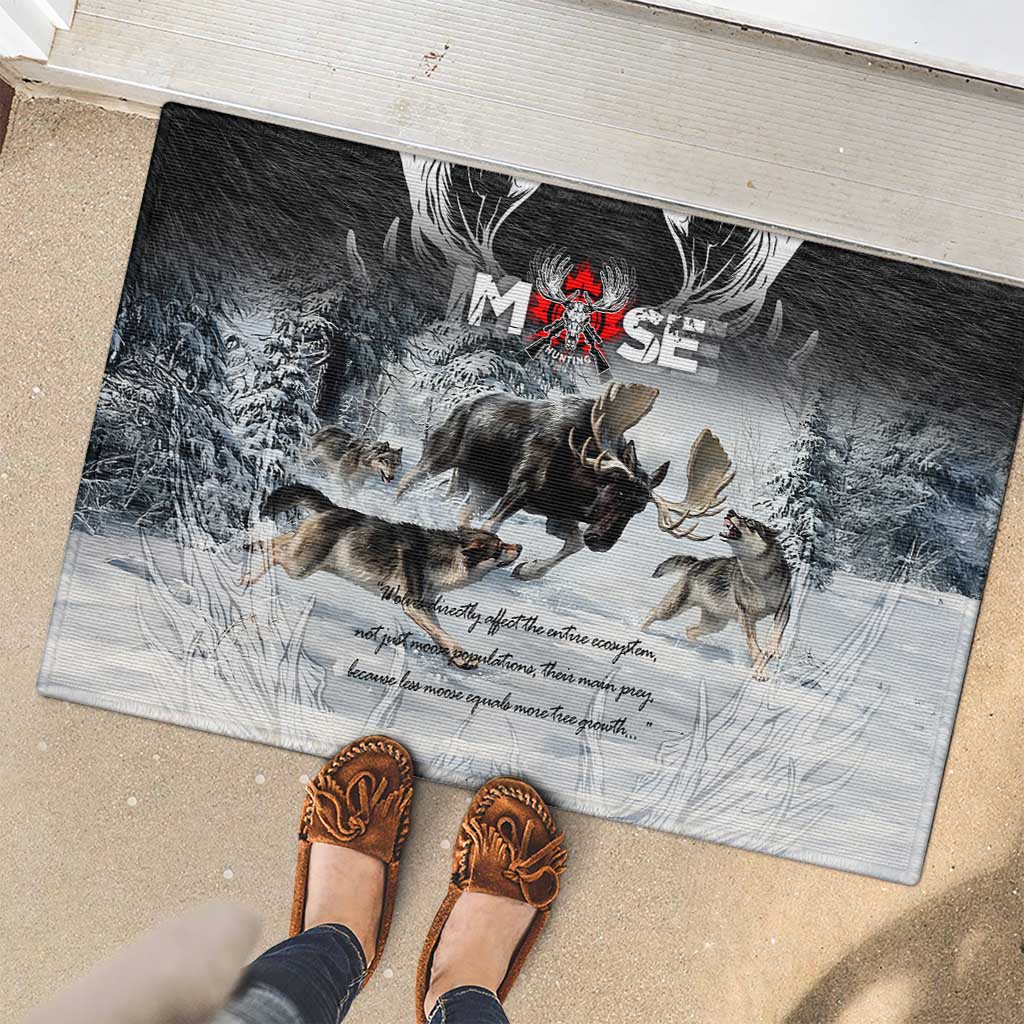 The Wolves Hunting Moose Rubber Doormat