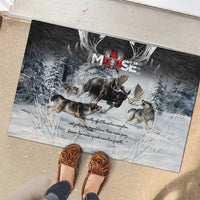 The Wolves Hunting Moose Rubber Doormat