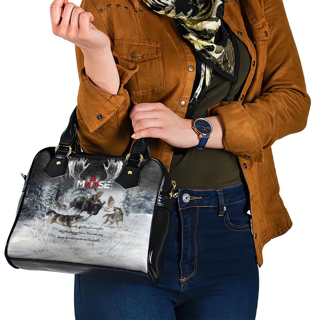 The Wolves Hunting Moose Shoulder Handbag