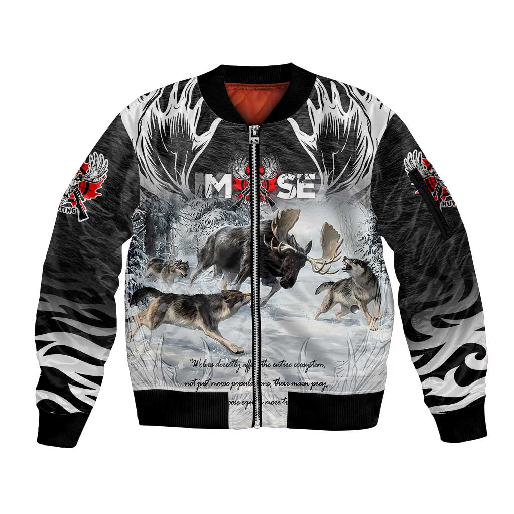 The Wolves Hunting Moose Sleeve Zip Bomber Jacket