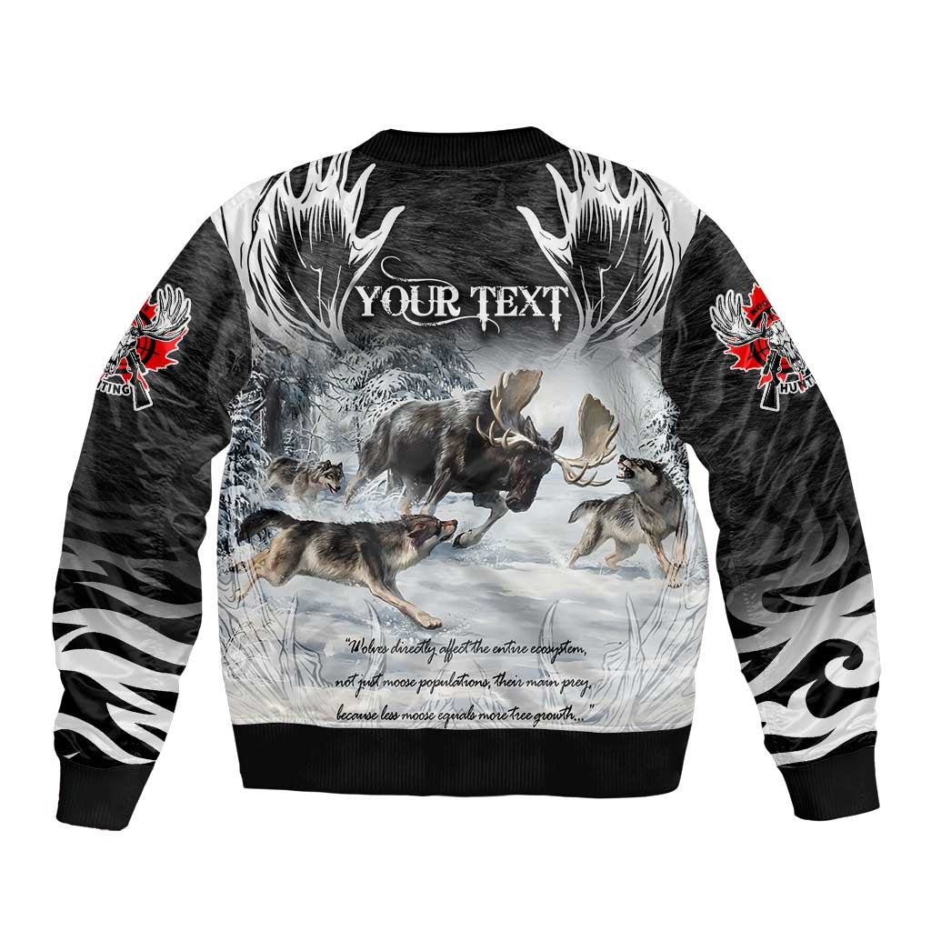 The Wolves Hunting Moose Sleeve Zip Bomber Jacket