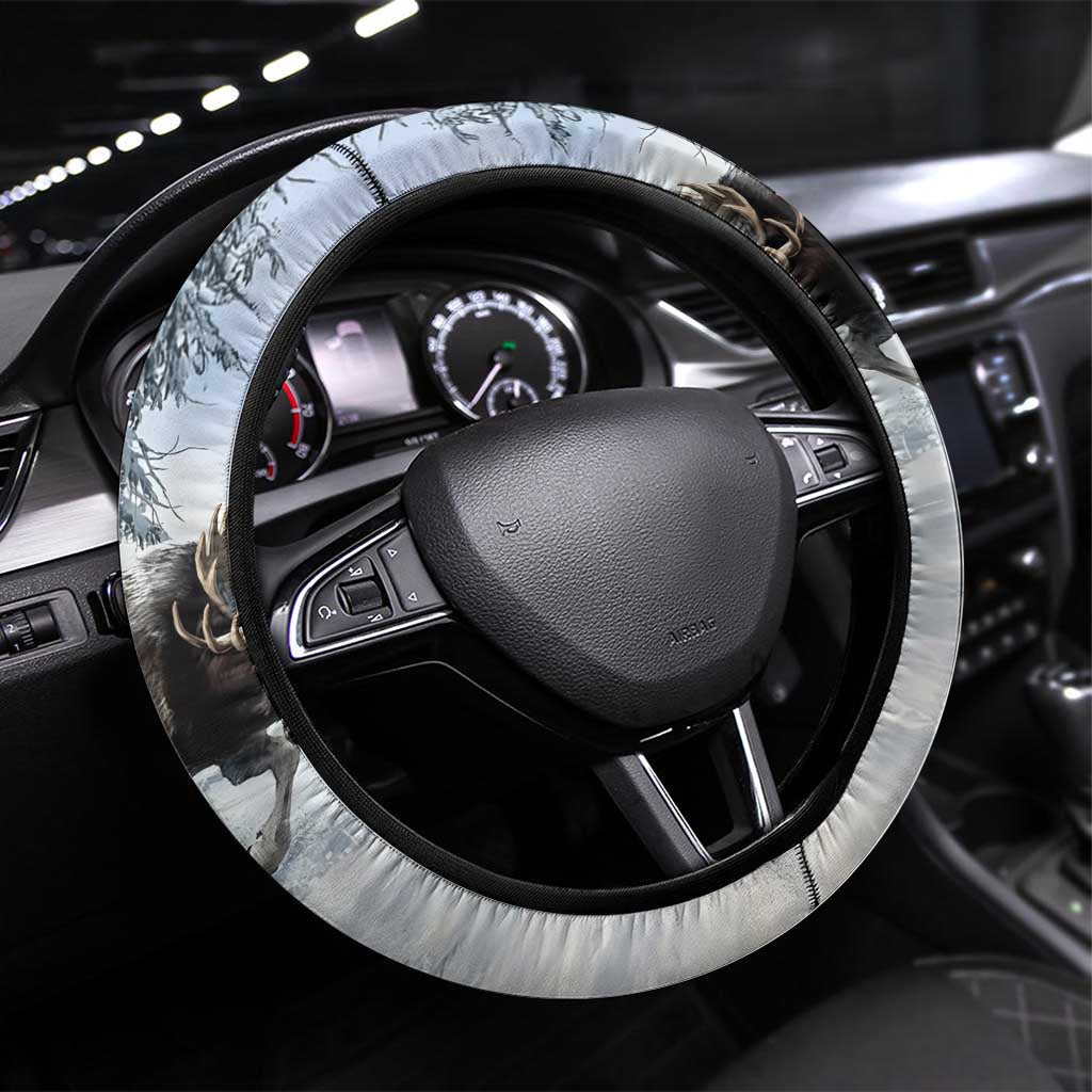 The Wolves Hunting Moose Steering Wheel Cover