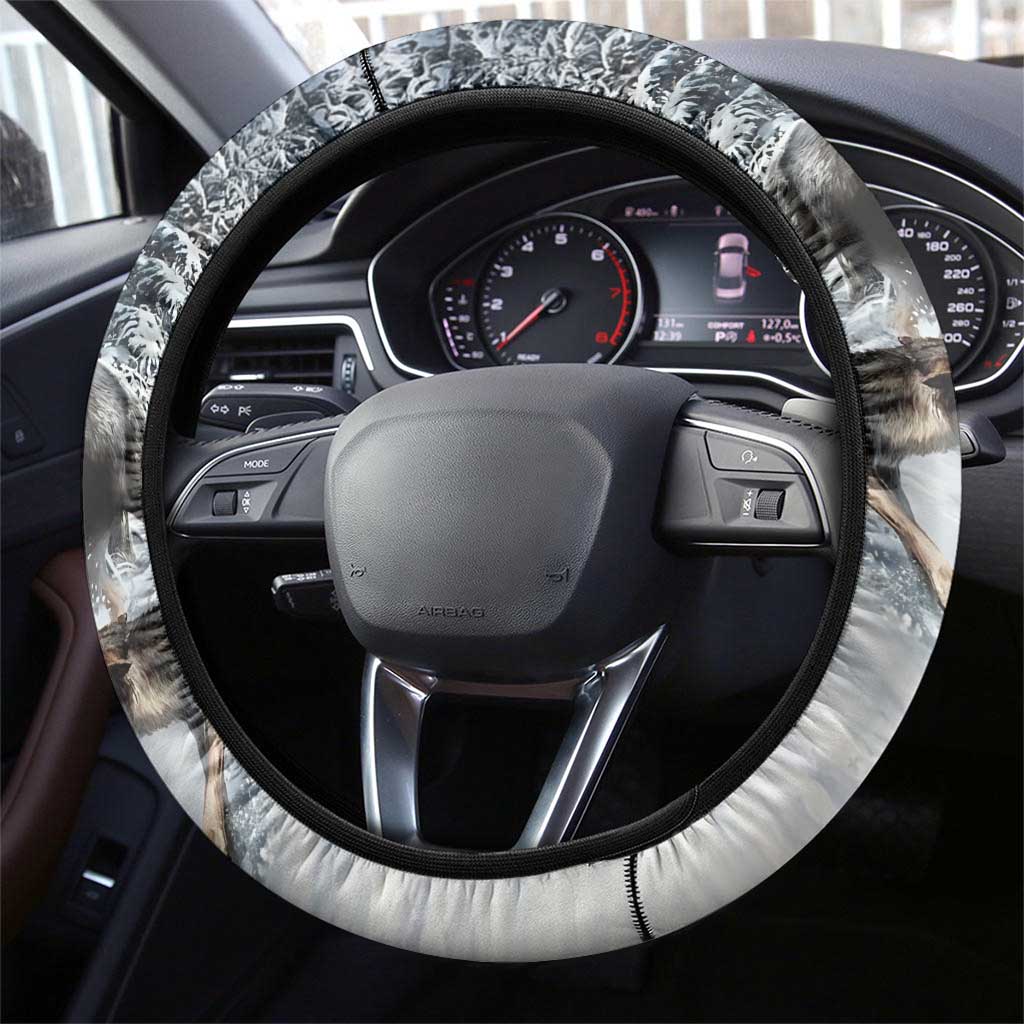 The Wolves Hunting Moose Steering Wheel Cover