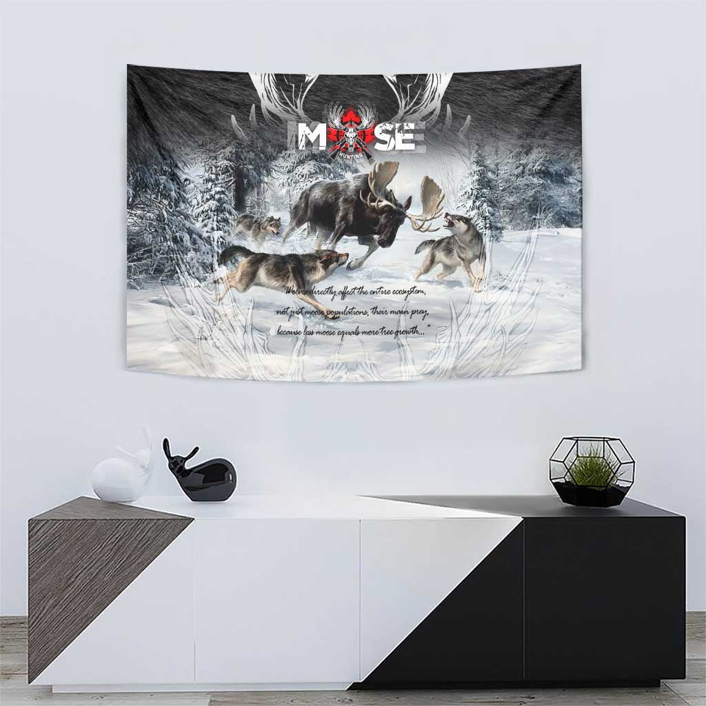 The Wolves Hunting Moose Tapestry