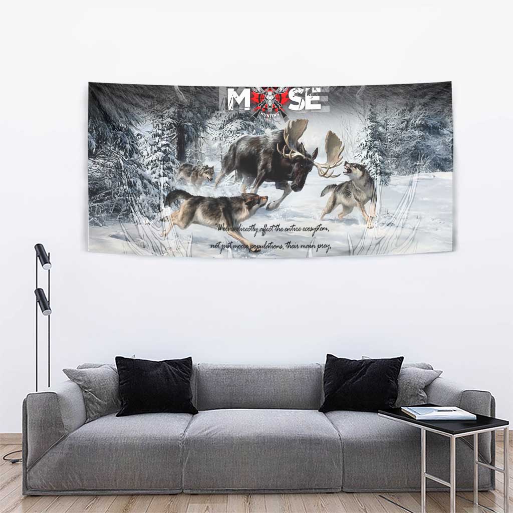The Wolves Hunting Moose Tapestry