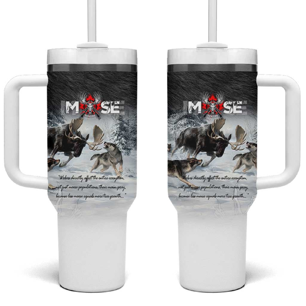 The Wolves Hunting Moose Tumbler With Handle