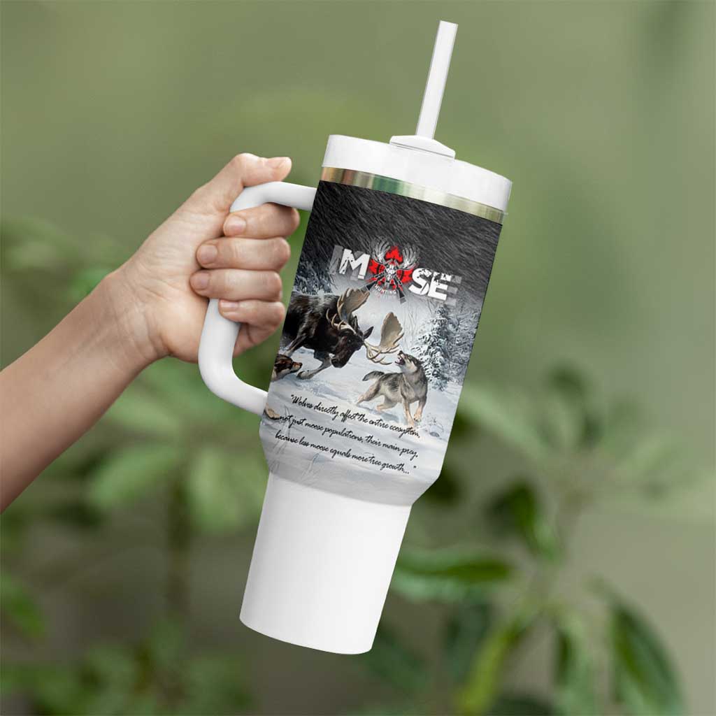 The Wolves Hunting Moose Tumbler With Handle