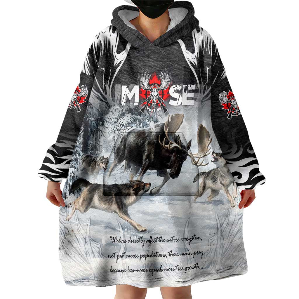 The Wolves Hunting Moose Wearable Blanket Hoodie