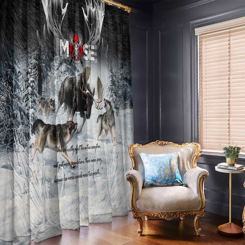 The Wolves Hunting Moose Window Curtain