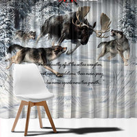 The Wolves Hunting Moose Window Curtain
