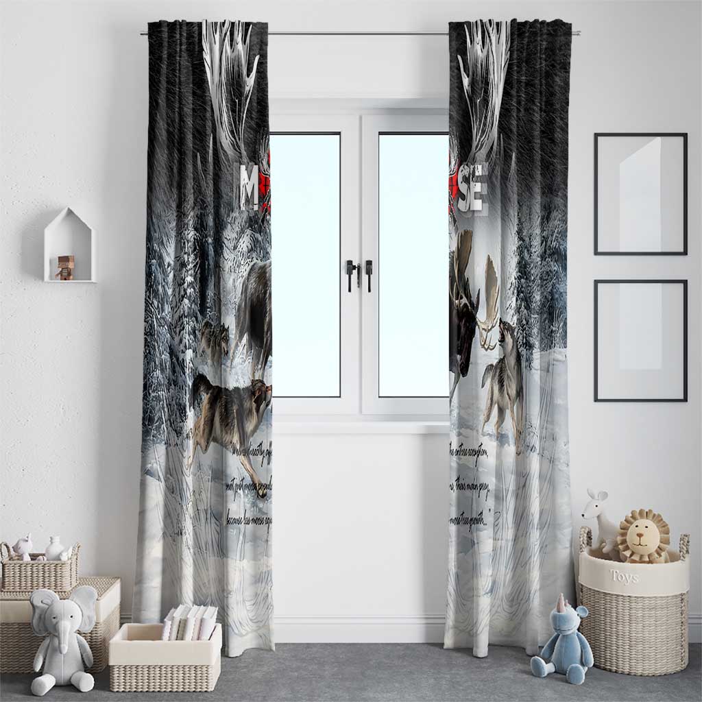 The Wolves Hunting Moose Window Curtain