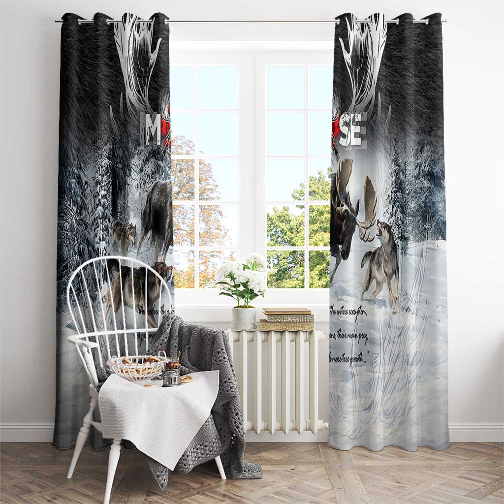 The Wolves Hunting Moose Window Curtain