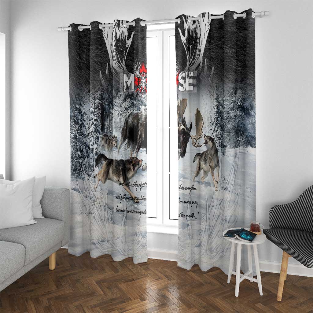 The Wolves Hunting Moose Window Curtain