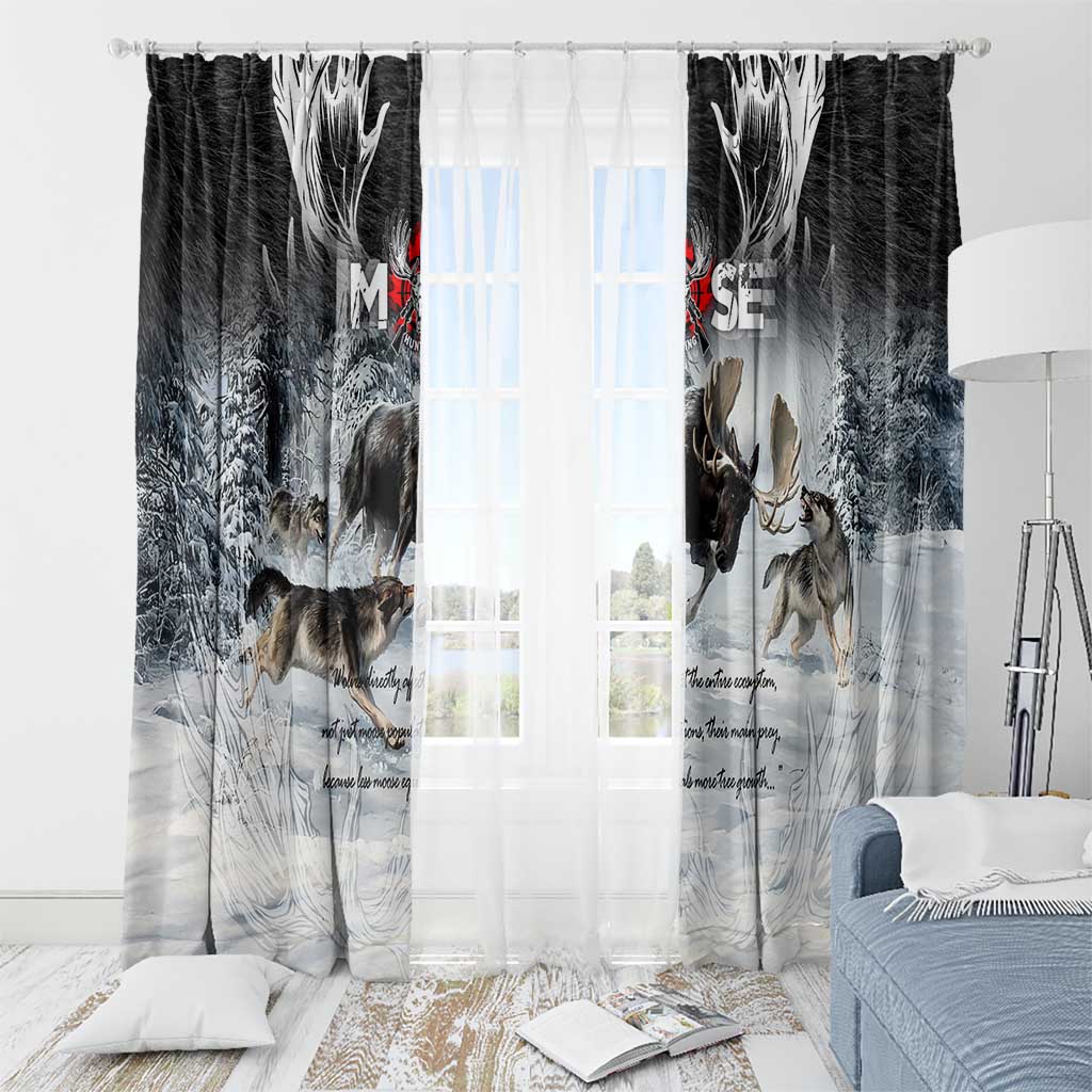 The Wolves Hunting Moose Window Curtain