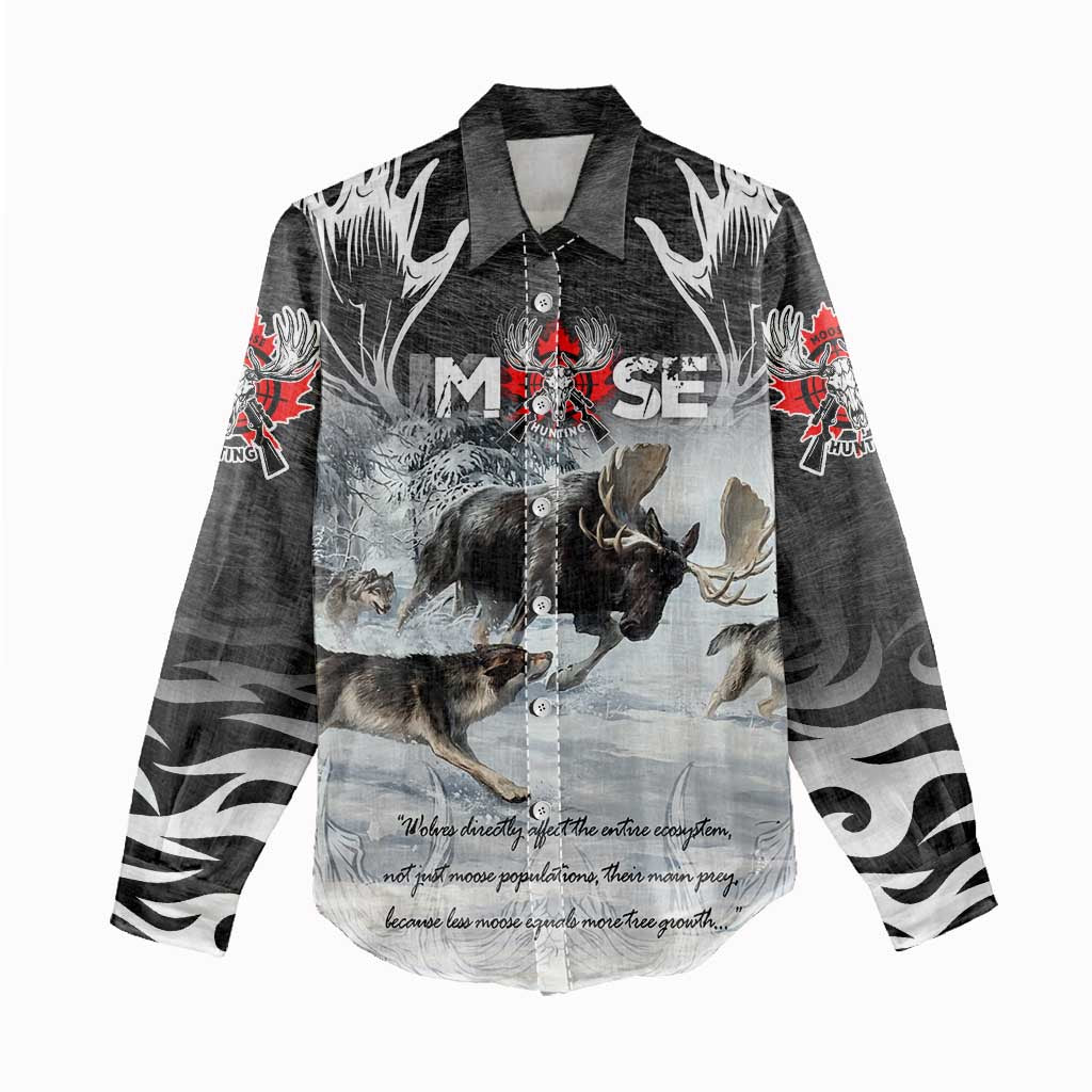 The Wolves Hunting Moose Women Casual Shirt
