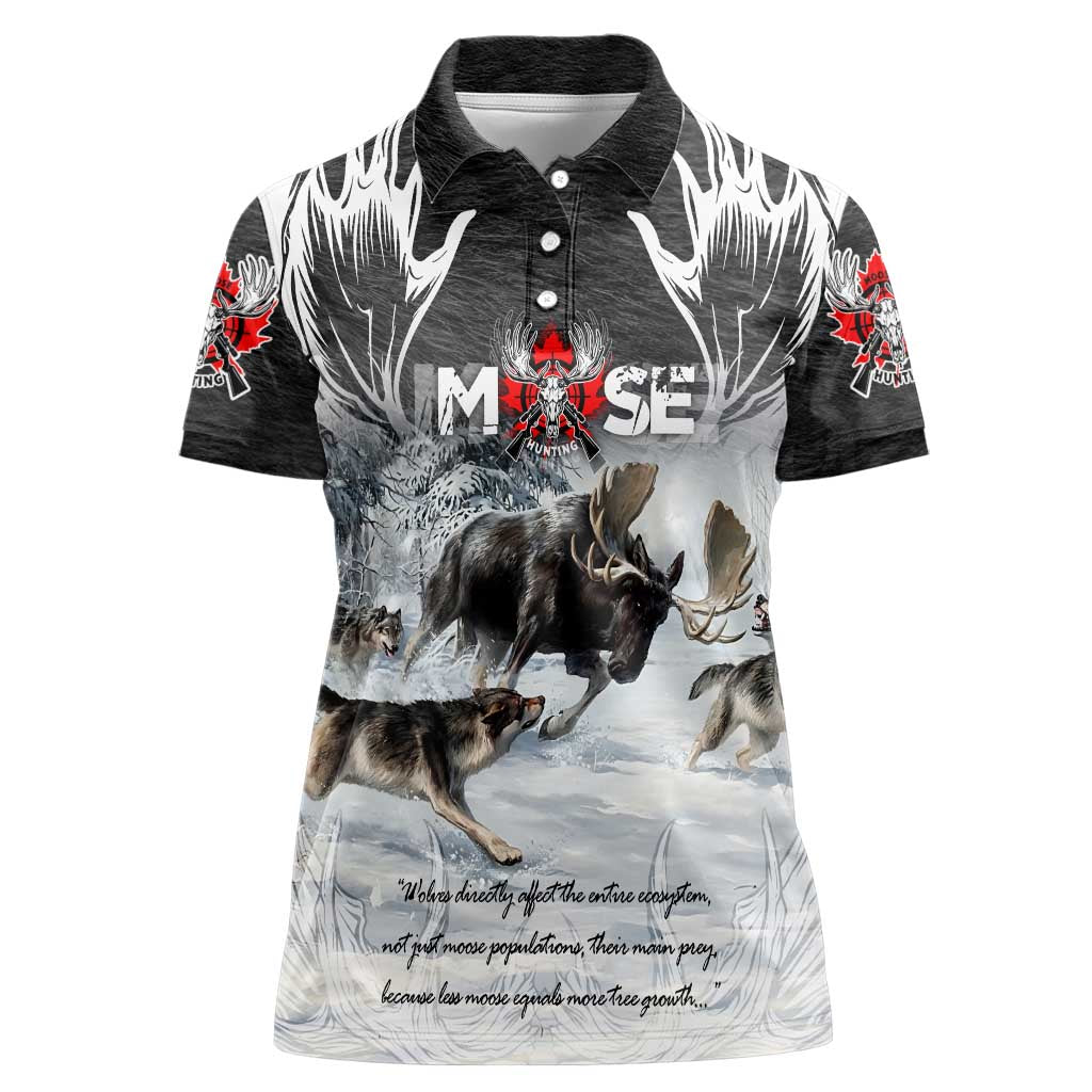 The Wolves Hunting Moose Women Polo Shirt
