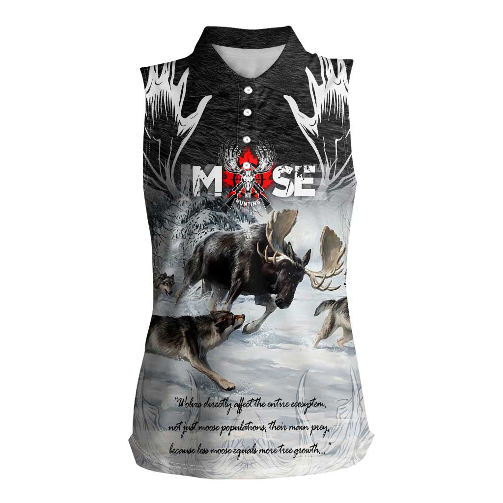 The Wolves Hunting Moose Women Sleeveless Polo Shirt