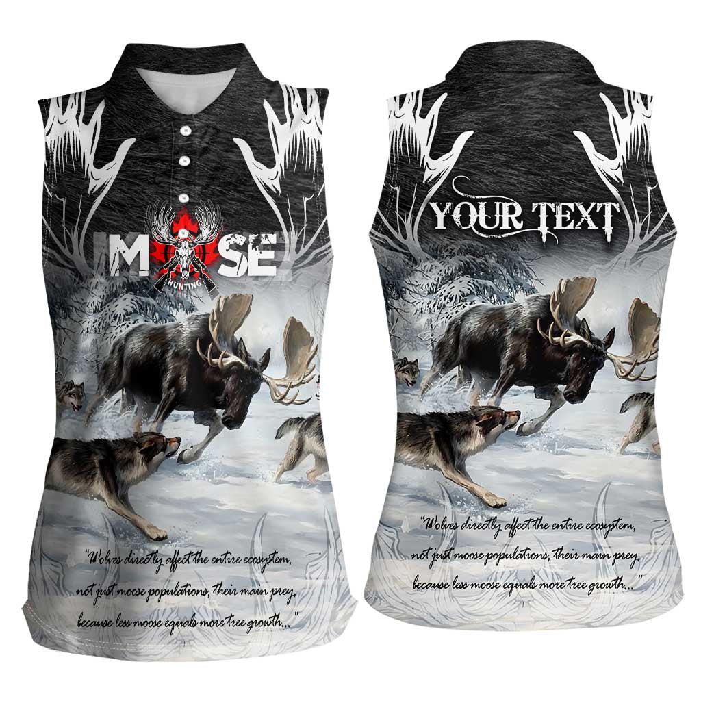 The Wolves Hunting Moose Women Sleeveless Polo Shirt