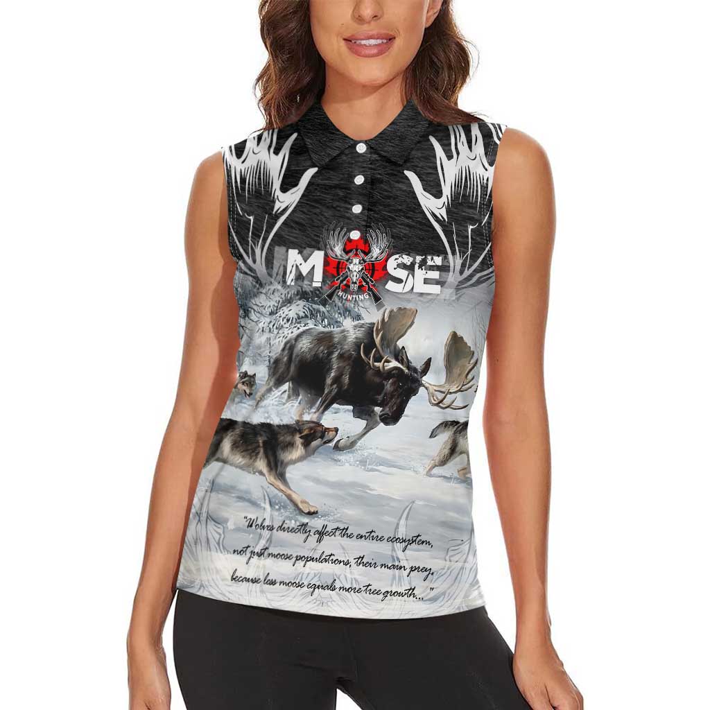 The Wolves Hunting Moose Women Sleeveless Polo Shirt