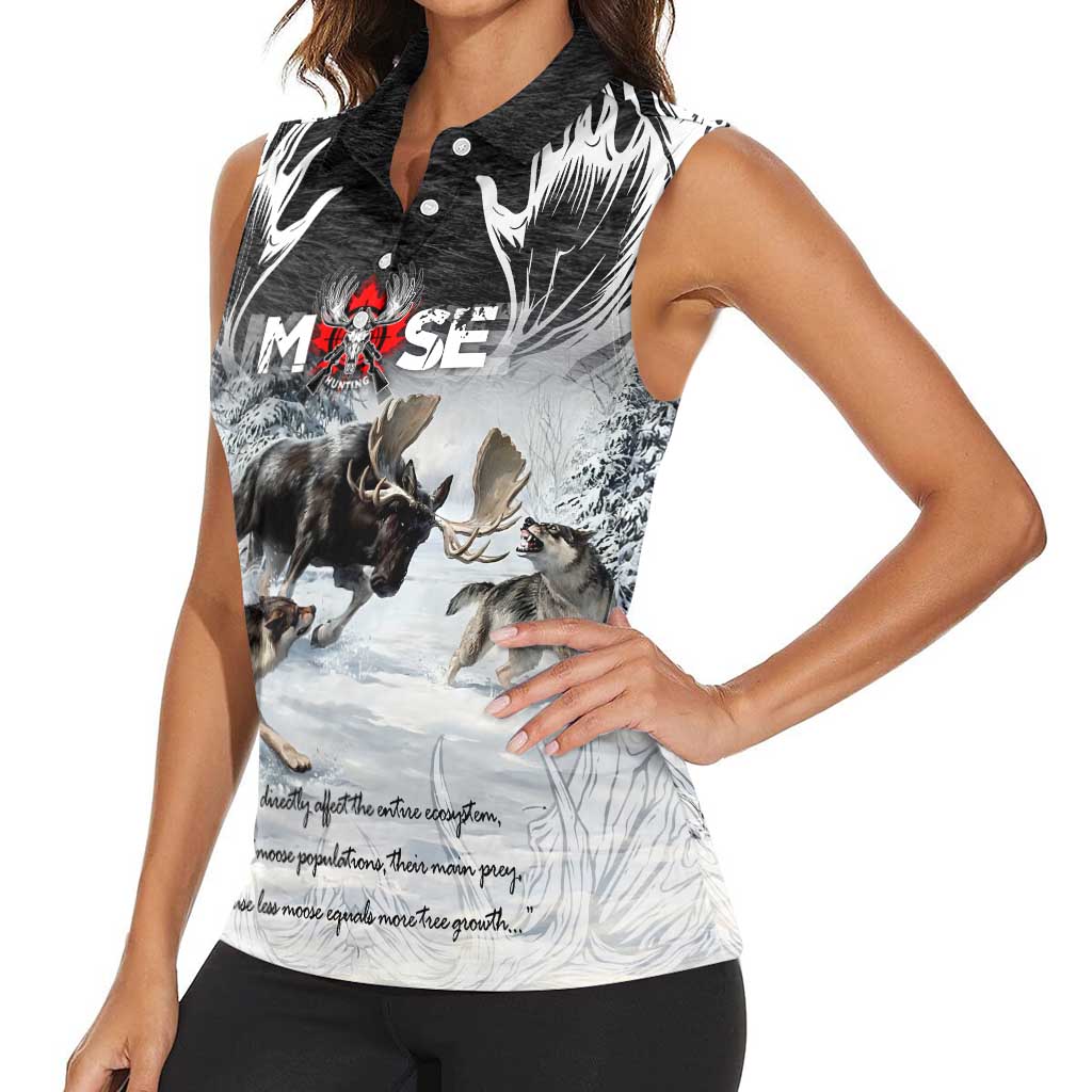 The Wolves Hunting Moose Women Sleeveless Polo Shirt