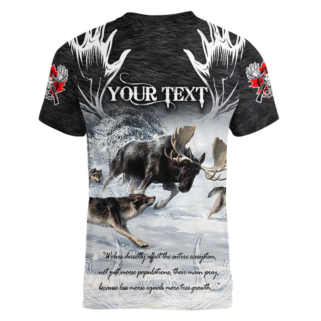 The Wolves Hunting Moose Women V-Neck T-Shirt